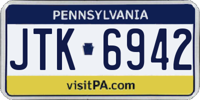 PA license plate JTK6942