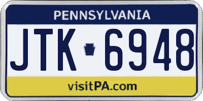 PA license plate JTK6948