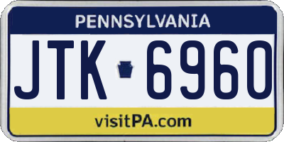 PA license plate JTK6960