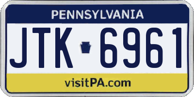 PA license plate JTK6961