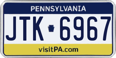 PA license plate JTK6967
