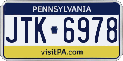 PA license plate JTK6978