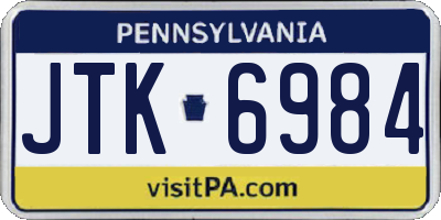 PA license plate JTK6984