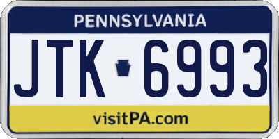 PA license plate JTK6993