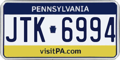 PA license plate JTK6994