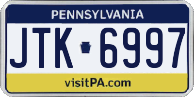 PA license plate JTK6997