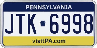 PA license plate JTK6998