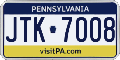 PA license plate JTK7008