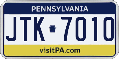 PA license plate JTK7010