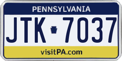 PA license plate JTK7037