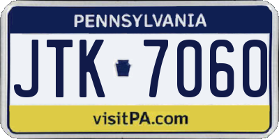 PA license plate JTK7060