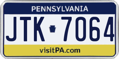PA license plate JTK7064