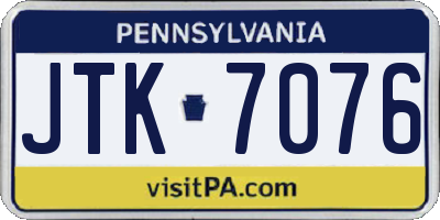 PA license plate JTK7076