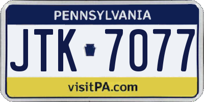 PA license plate JTK7077