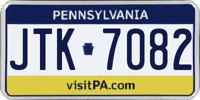 PA license plate JTK7082