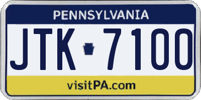 PA license plate JTK7100