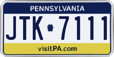 PA license plate JTK7111