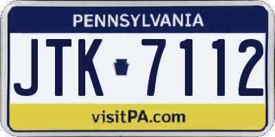 PA license plate JTK7112