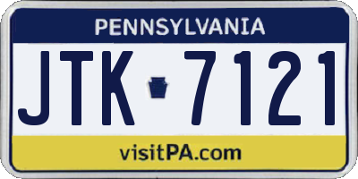 PA license plate JTK7121