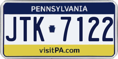 PA license plate JTK7122