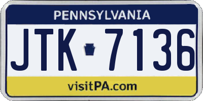 PA license plate JTK7136