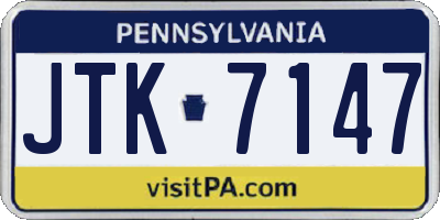 PA license plate JTK7147
