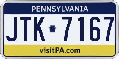 PA license plate JTK7167