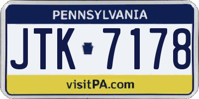 PA license plate JTK7178