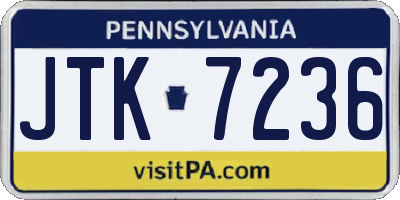 PA license plate JTK7236