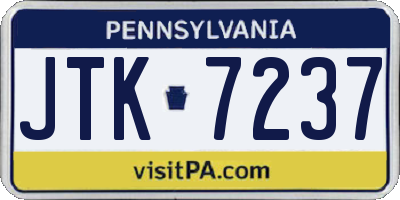 PA license plate JTK7237
