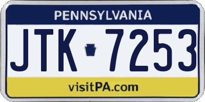 PA license plate JTK7253