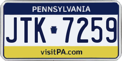 PA license plate JTK7259