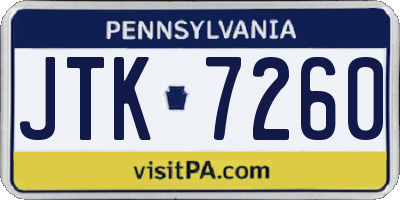 PA license plate JTK7260