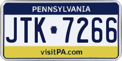 PA license plate JTK7266