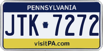 PA license plate JTK7272