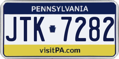 PA license plate JTK7282
