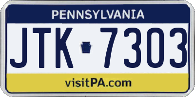 PA license plate JTK7303