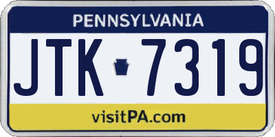 PA license plate JTK7319