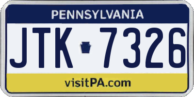PA license plate JTK7326