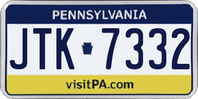 PA license plate JTK7332