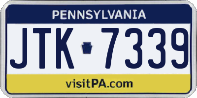 PA license plate JTK7339