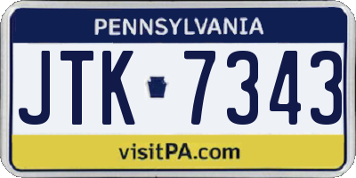 PA license plate JTK7343