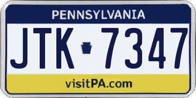PA license plate JTK7347