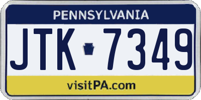 PA license plate JTK7349