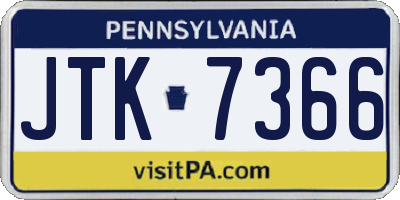 PA license plate JTK7366