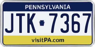 PA license plate JTK7367