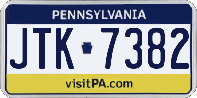 PA license plate JTK7382