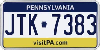 PA license plate JTK7383