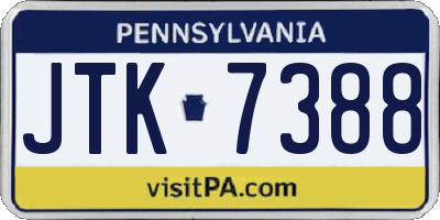PA license plate JTK7388