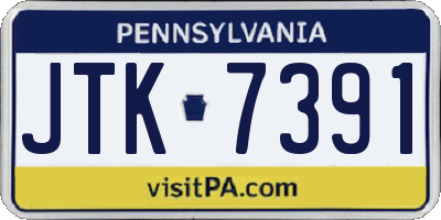 PA license plate JTK7391